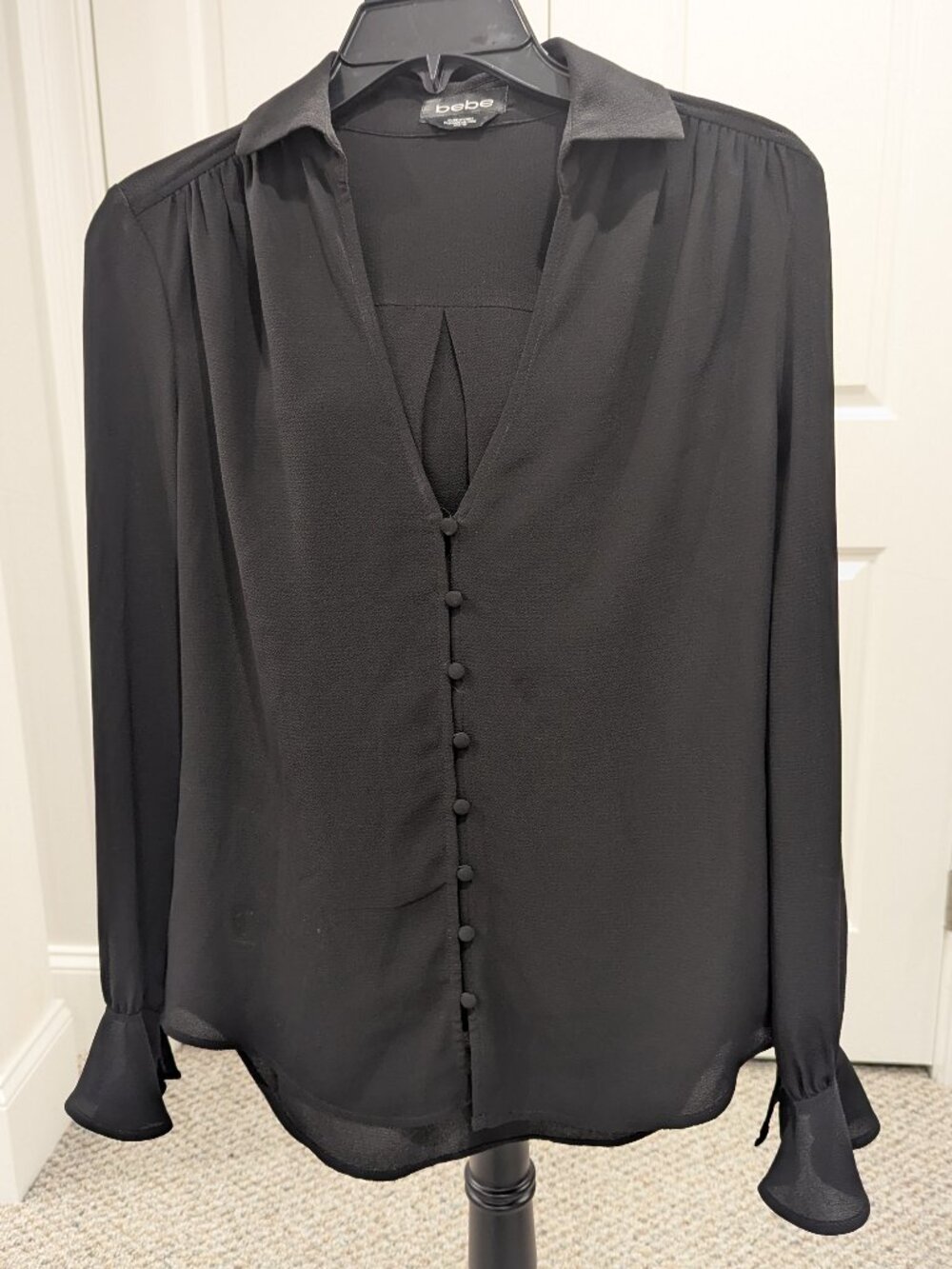 BEBE Chiffon Black Shirt XXS